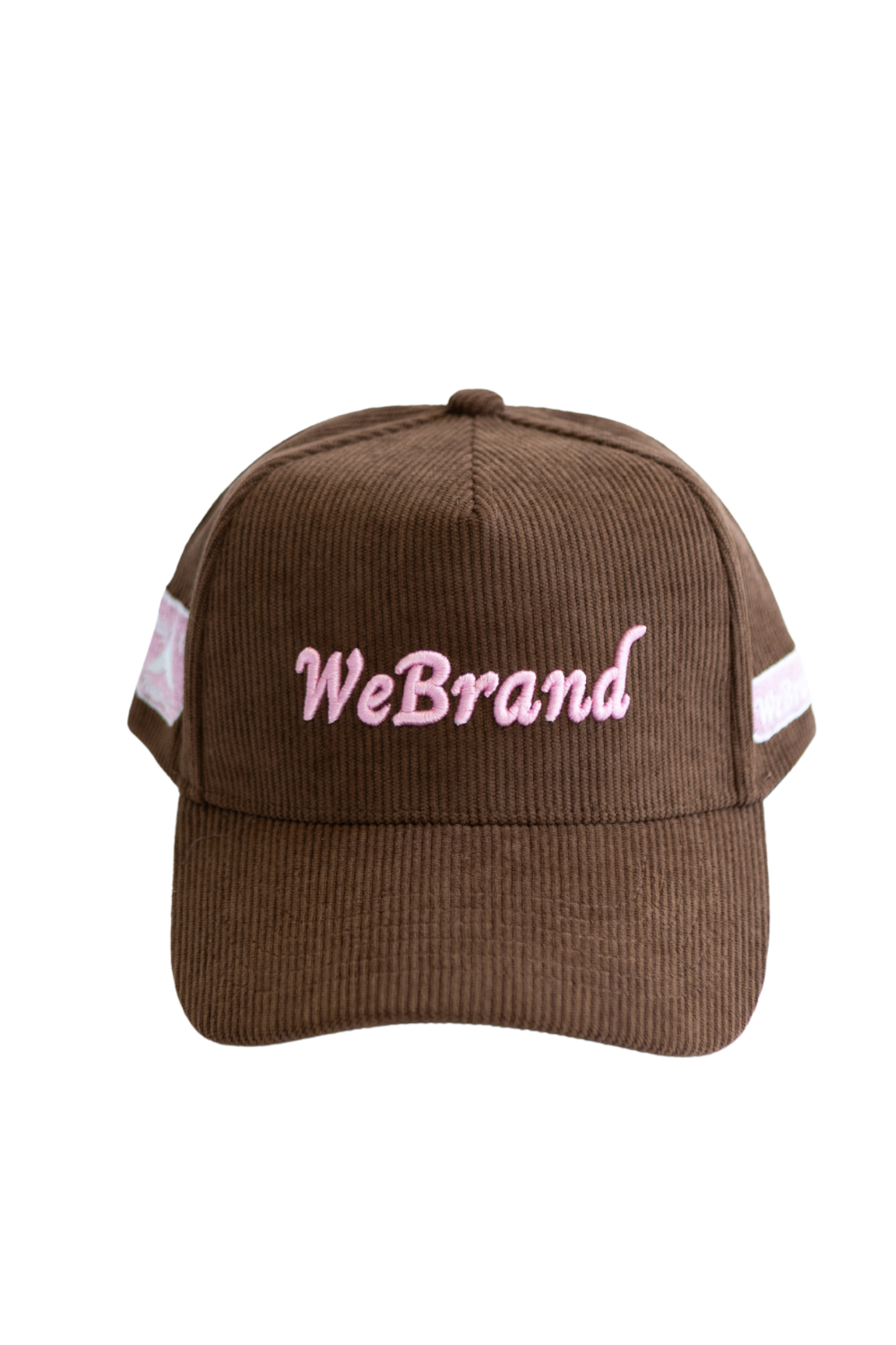 Brown cap with 'WeBrand' logo on a white background
