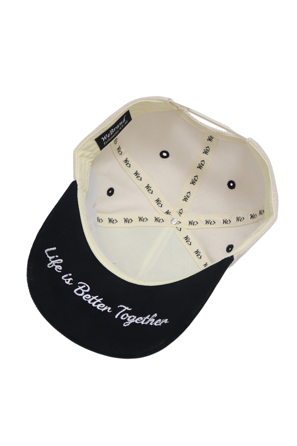 Cap with 'Life is Better Together' text on a white background