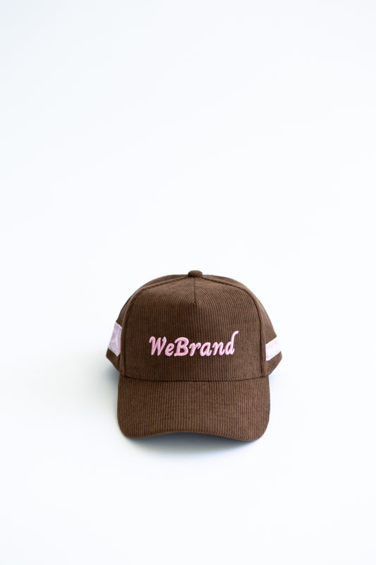 Brown cap with 'WeBrand' logo on a white background