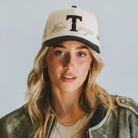 Cream and Black Corduroy Mate Ma’a Tonga hat